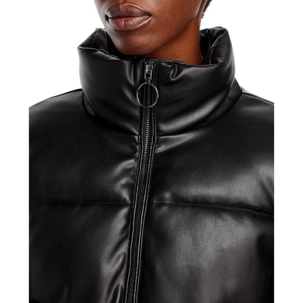 AQUA Faux Leather Puffer Jacket NWT SIZE S - Picture 2 of 6